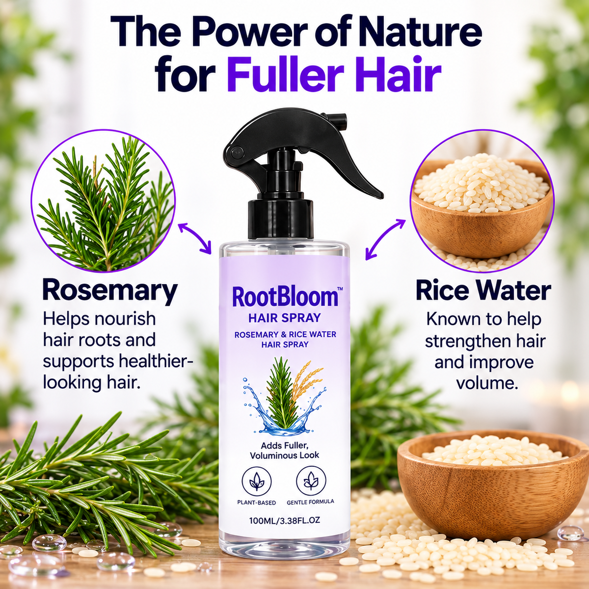 RootBloom™ Rosemary & Rice Water Hair Spray