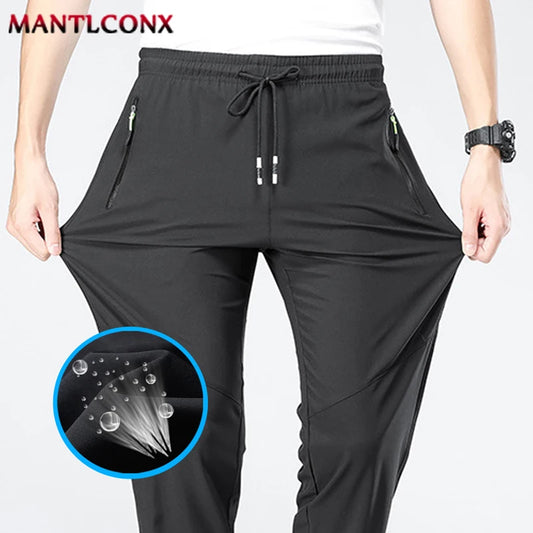 Breathable Men's Casual Pants Quick Dry Straight Elastic Waist Jogger Sweatpants Korean Classic Sport Trousers Plus Size 4XL 5XL