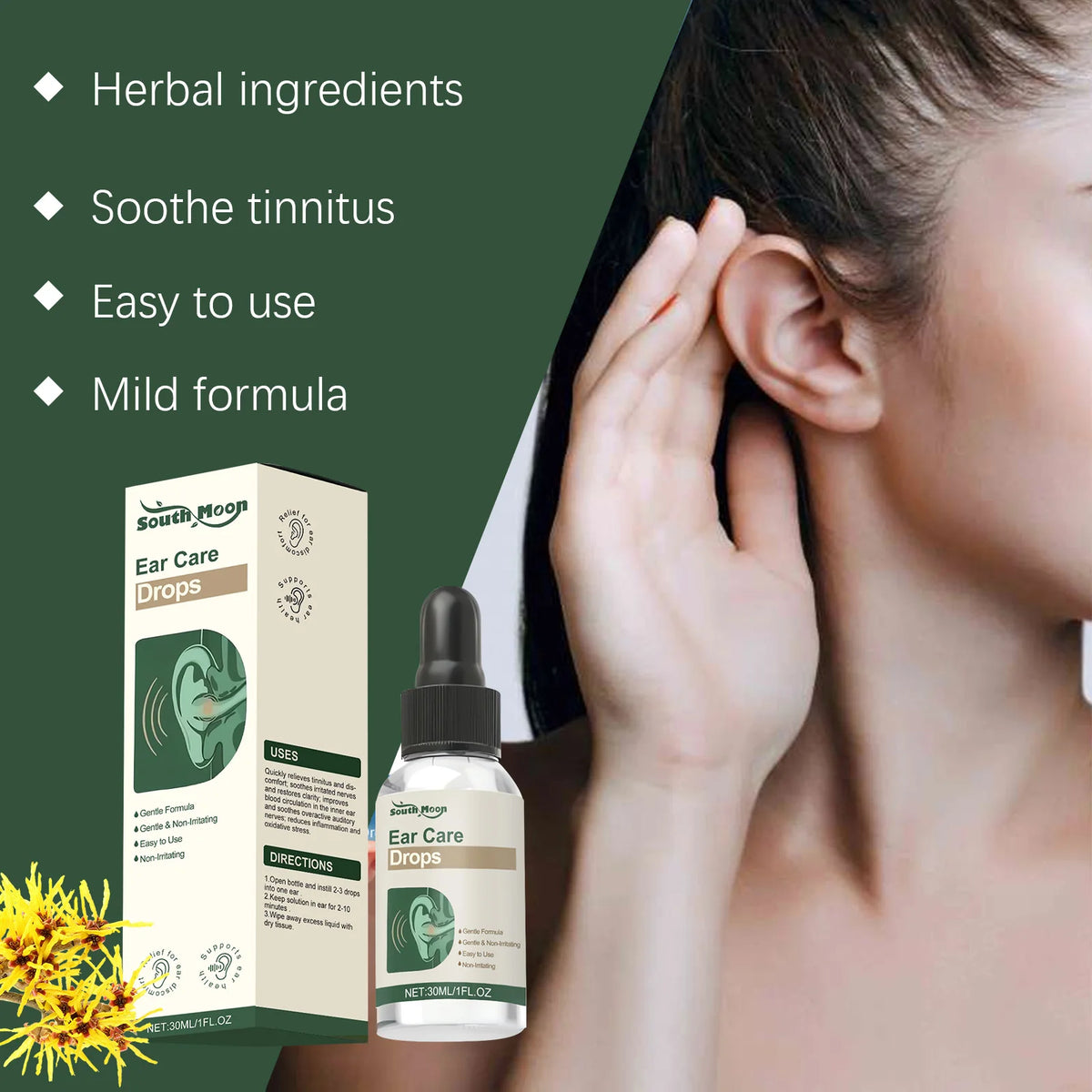 Ear Care Drops Gentle ingredients to care for ear discomfort Everyday cleansing and massage drops