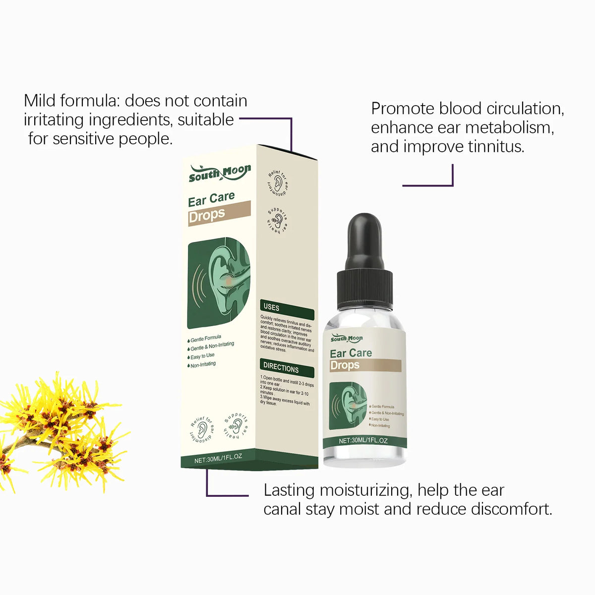 Ear Care Drops Gentle ingredients to care for ear discomfort Everyday cleansing and massage drops