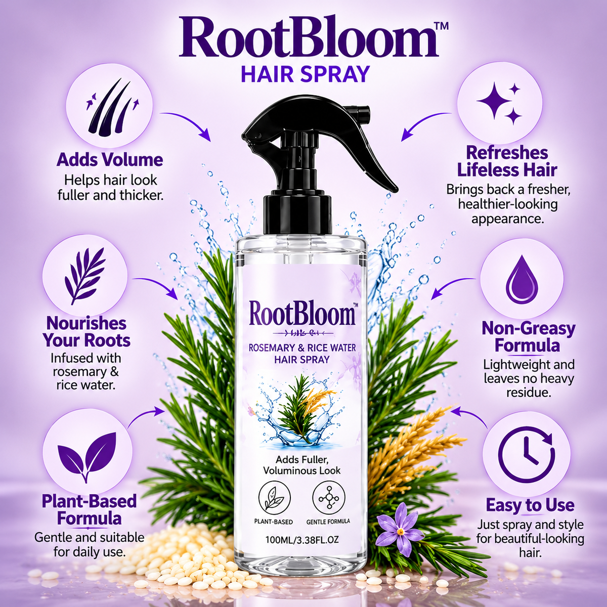 RootBloom™ Rosemary & Rice Water Hair Spray
